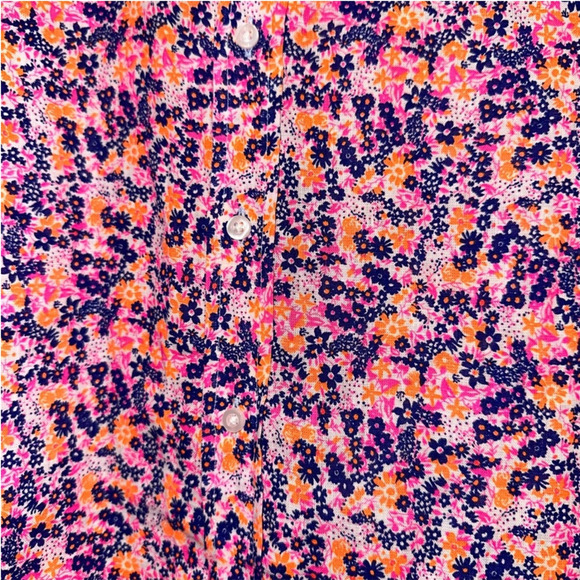 Frank & Eileen Hunter Linen Button Front Shirtdress In Neon Floral Size XS - Picture 8 of 16